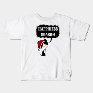 Happiness season, Cute cat t-shirt, Cute cat merry christmas t-shirt, cute pet t-shirt Kids T-Shirt